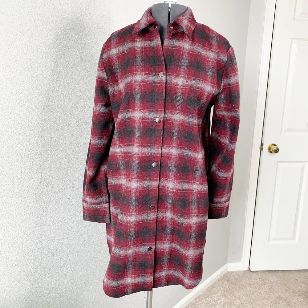 BB Dakota Red Button Down Flannel Mini Dress S